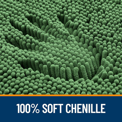 OLANLY Large Bath Rugs - Extra Soft Chenille | Quick-Dry, Machine Washable, Olive Green 44x32
