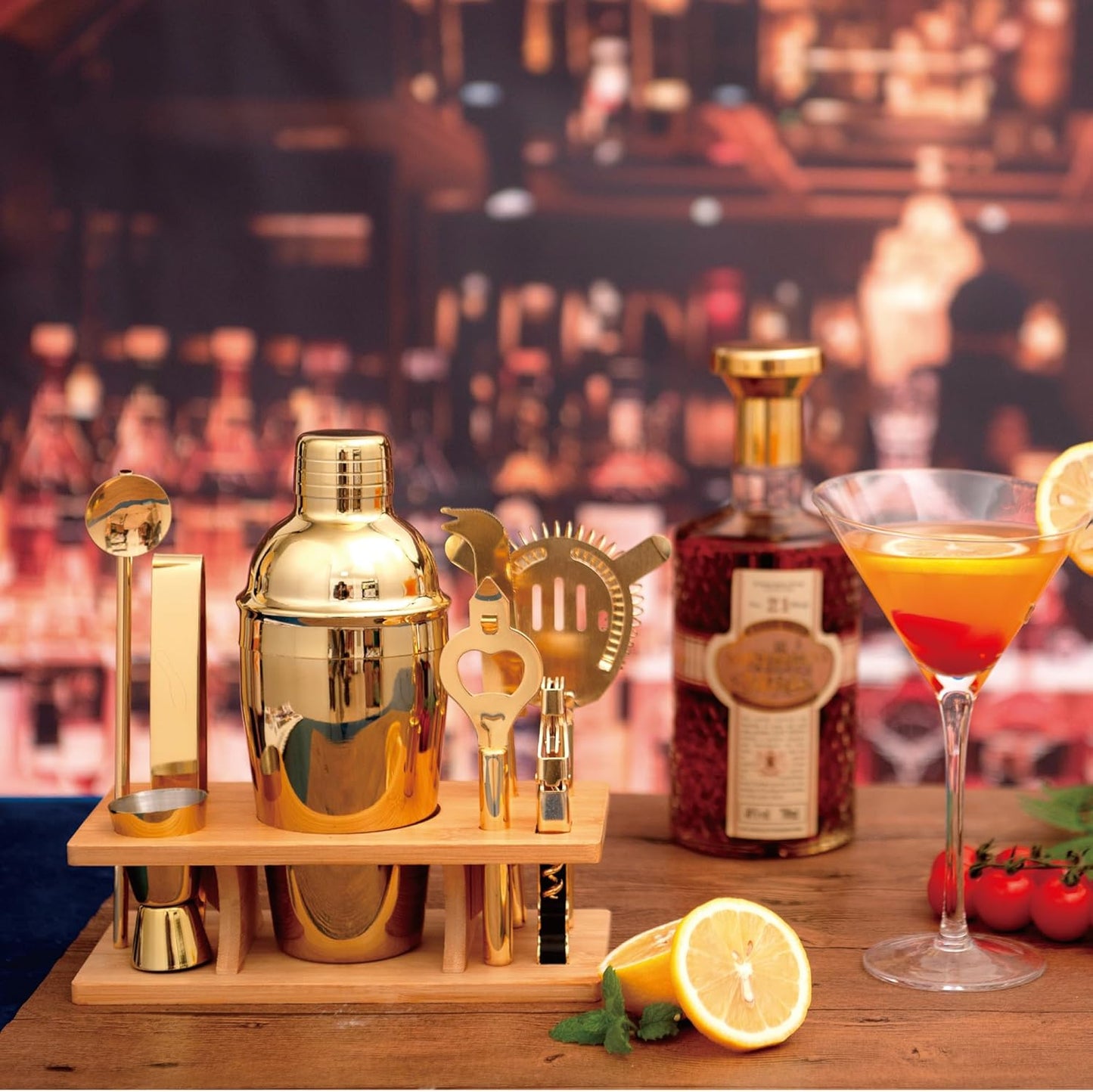 9Pcs-Cocktail Set Set 9Pcs) JNWINOG Shaker Bartending Kit Cocktail Bar Cocktail Mix Drink Making Kit Professional Bar