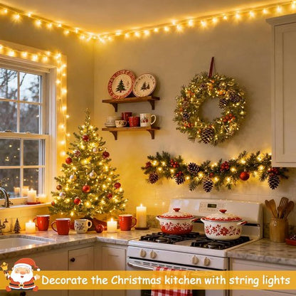 JMEXSUSS 100 LED String Lights - 33ft Warm White Indoor/Outdoor Fairy Lights with 8 Modes for Home Decor