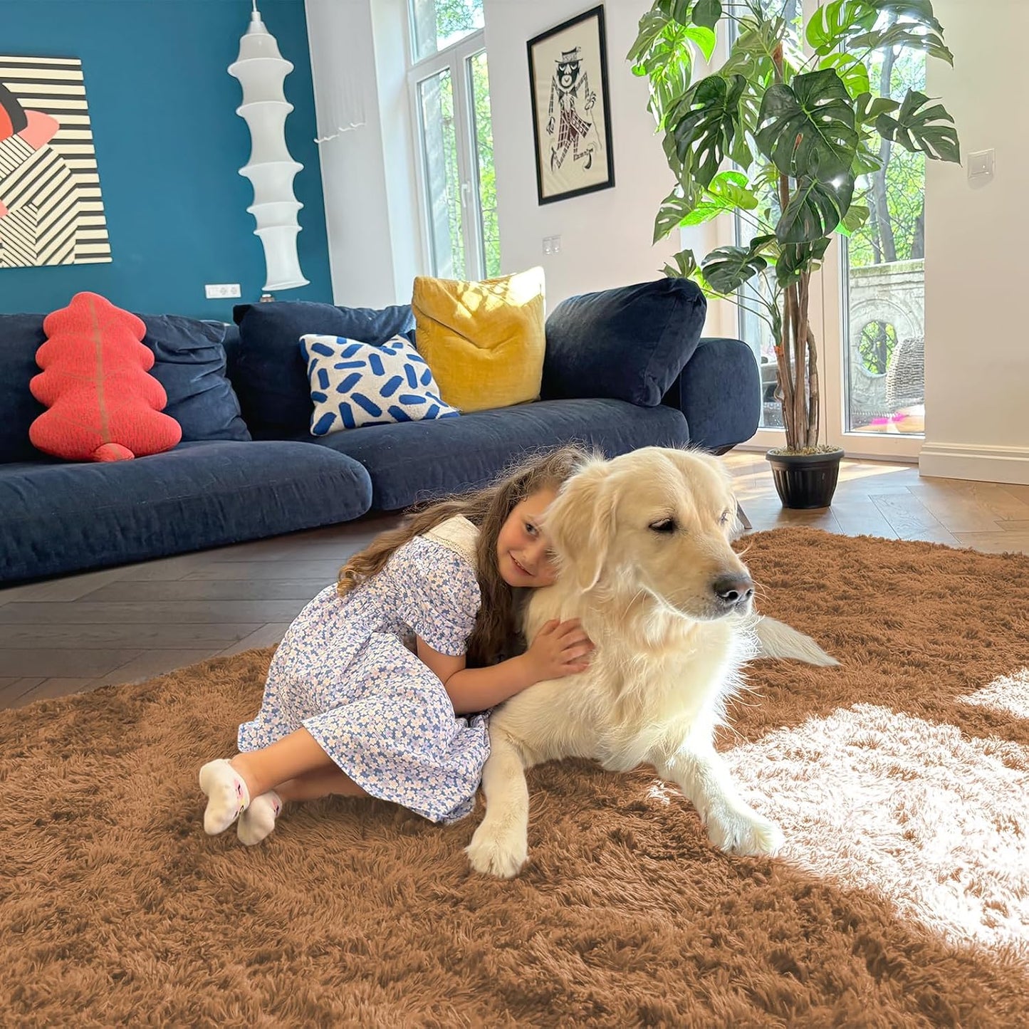 OLANLY Runner Rugs - Soft, Machine Washable Shaggy Carpet for Hallway & Bedroom | Khaki 2x5 ft