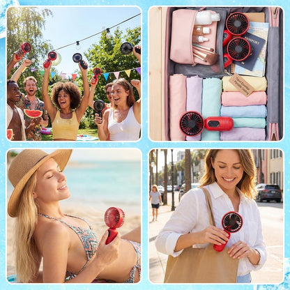 Rossesay 24 Pack Mini Portable Fan Bulk for Travel 3 Speeds, Rechargeable USB Battery Operated, Small Handheld Personal Eyelash Fans for Women Men Indoor Outdoor(Red)