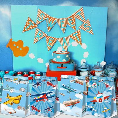 24Pcs Plane Party Bags Airplane Birthday Party Supplies Planes Party Decorations Airplane Gift Bag Airplane First