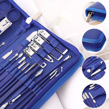 Manicure Set Pedicure Kit Womens Nail Clippers Set 32 in 1 Professional Grooming Care Tools Nail Kit Including Facial, Fingernails and Toenails Care with Travel Case Women (Rose Pink_32 in 1)