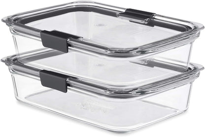 Rubbermaid Brilliance Glass Storage Containers - 8-Cup, 2-Pack | Durable & Clear Design
