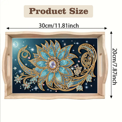 SHLUHA Diamond Art Kits for Adults Wooden Serving Trays with Handle Food Tray for Breakfast Home Decor Gift