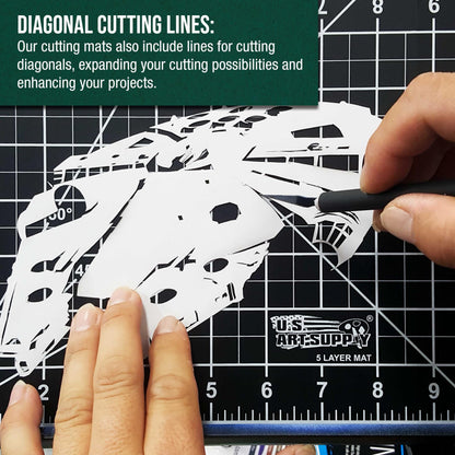 U.S. Art Supply 18" x 24" Self-Healing Cutting Mat 5-Ply - Double-Sided Green/Black Craft Mat, Non-Slip Cutting Mats for Crafts, Sewing, Quilting, Scrapbooking