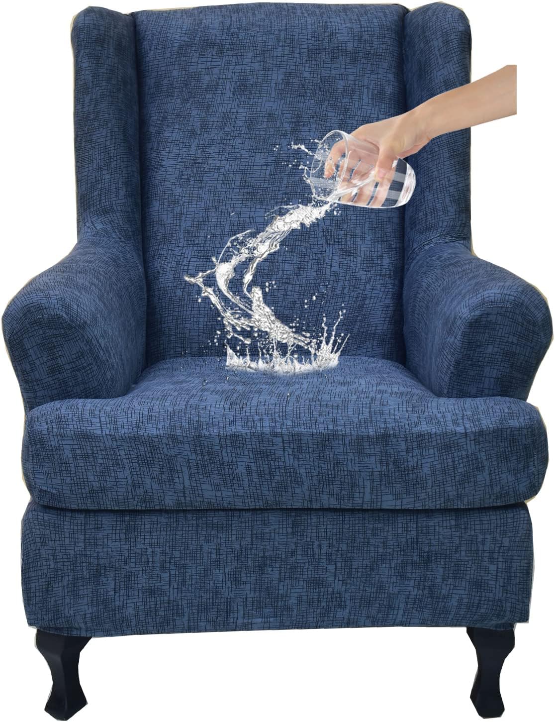 2 Chair,A21 CRFATOP Waterproof Wing Chair Slipcovers Piece Stretch Wingback Chair Cover Spandex Fabric Wingback