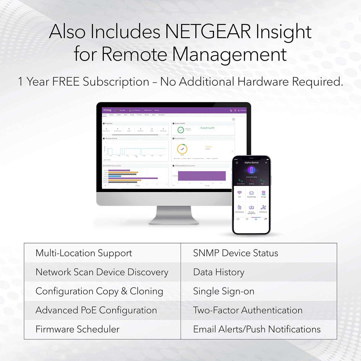 NETGEAR 8-Port Gigabit Ethernet Smart Switch (GS108T) - Managed, with 1 x PD Port, Optional Insight Cloud Management, Desktop or Wall Mount, Silent Operation, and Limited Lifetime Protection