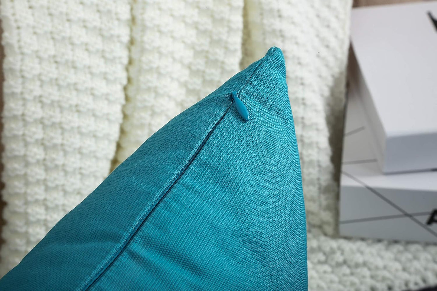 TangDepot Handmade Decorative Throw Pillow Covers, 100% Cotton Canvas, (12"x18", Blue Ashes)