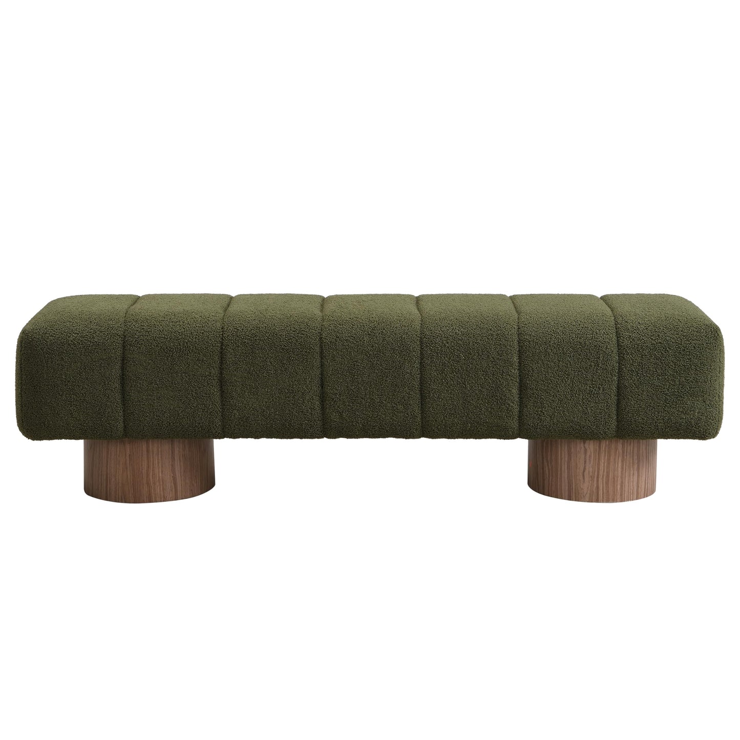 Christopher Knight Home Manila 64" Boucle Dining Bench, Upholstered Ottoman Bench, Rectangular Dining Seat, Spacious Seating, Long Footstool for Living Room Dining Room, No Assembly Needed, Green