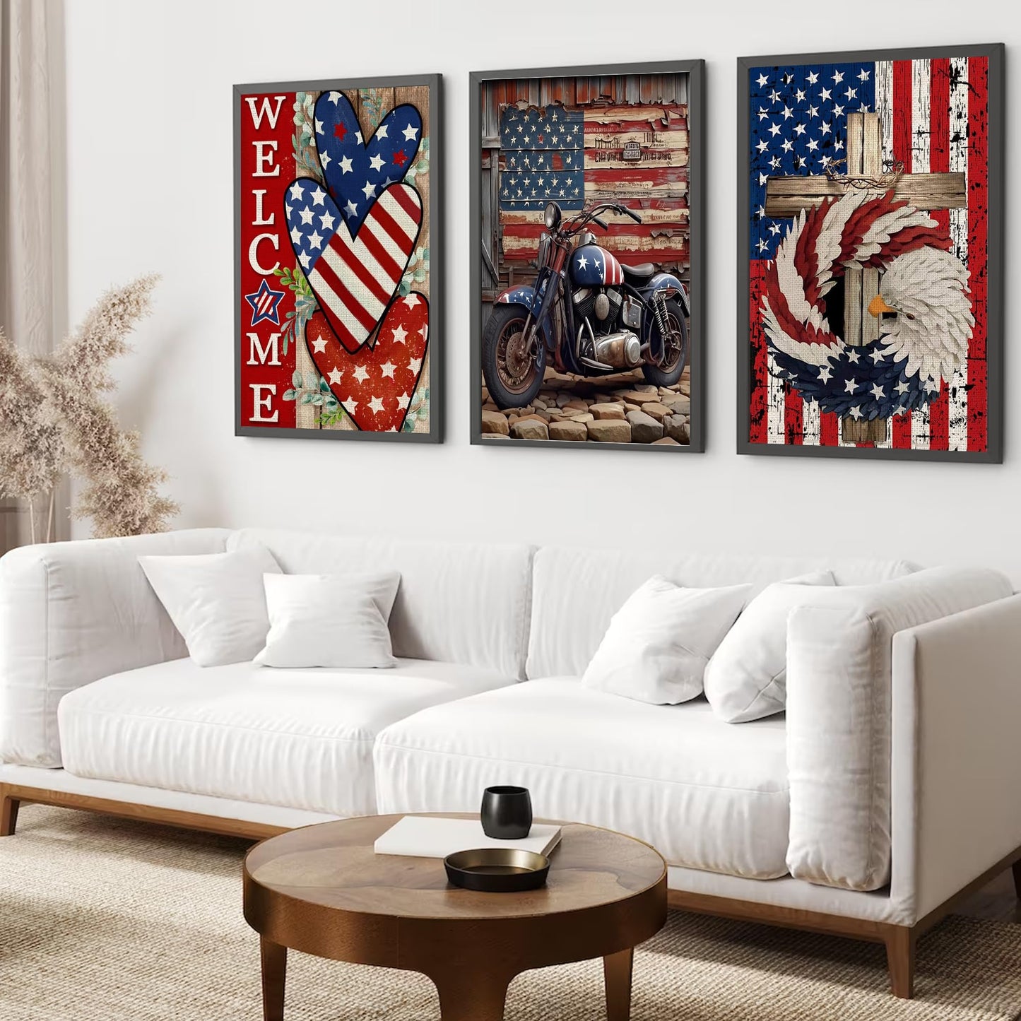T.HENV 6 Packs Patriotic Diamond Art Kits for Adults,4th of July Diamond Painting Kit,5D DIY Independence Day Diamond Dots Gem Art for Adults Home Wall Decor 12x16inch