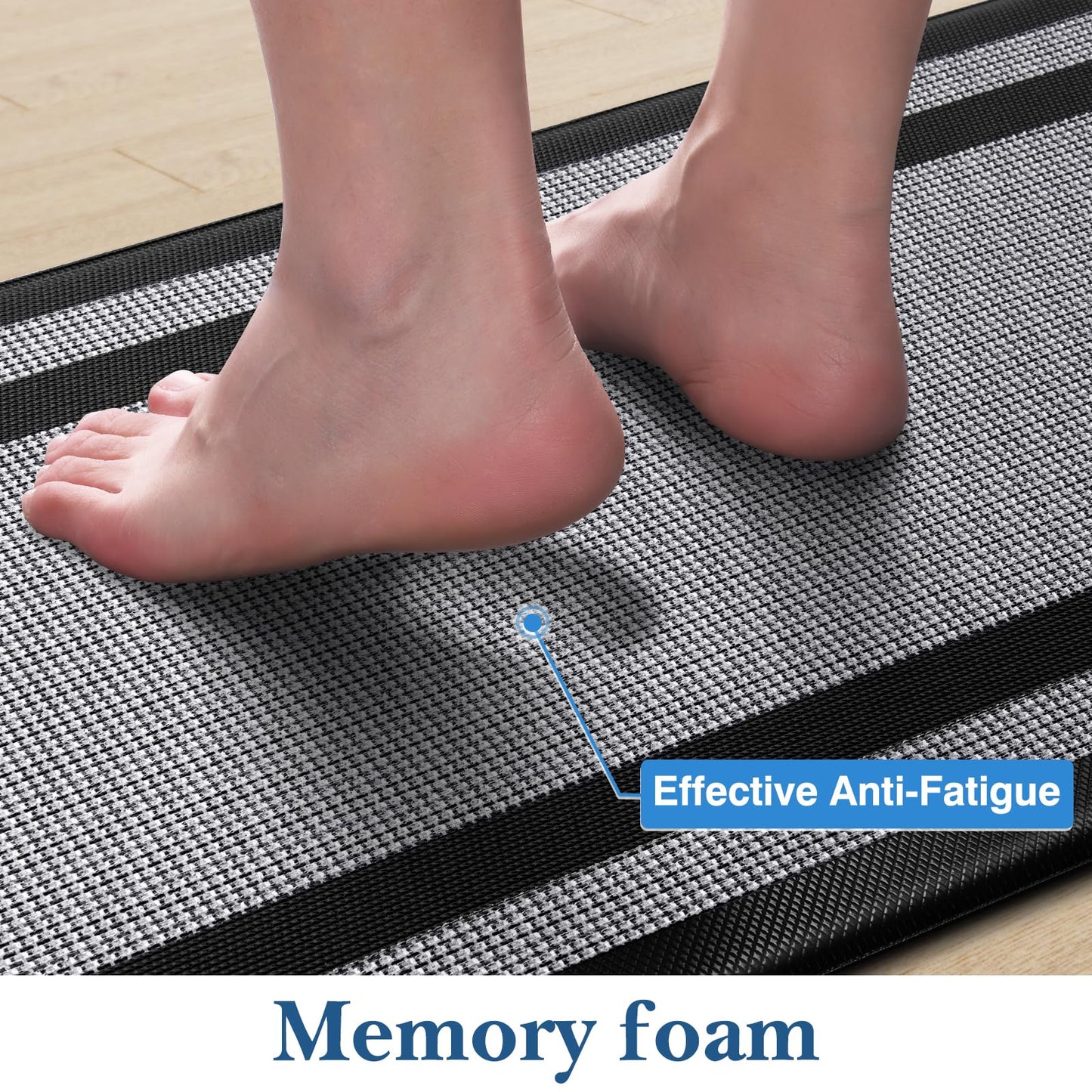 LuxStep Kitchen Mats [2 PCS] Cushioned Kitchen Rugs Anti-Fatigue Floor Comfort Mat,Non-Slip Standing Desk Mat,Waterproof Kitchen Rug Set for Kitchen,Floor,Office,Classic Black