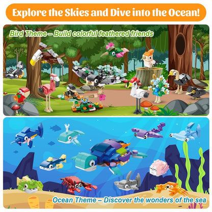 40 Packs Party Favors for Kids – 999+ PCS Animal Building Blocks, 4 Themes: Ocean Birds Insects Farm – DIY Toys for Boys Girls Ages 6-12, Goodie Bag Stuffers, Classroom Prizes, Easter Basket Stuffers