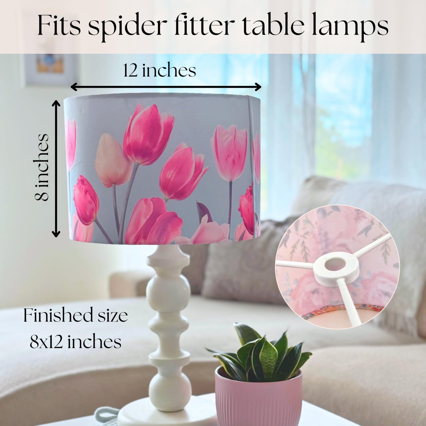 DIY Lampshade Kit 8"x12" White – DIY Lamps Shade Making Kit with All Materials - Self-Adhesive Lampshade Backing, Metal Rings, Double Sided Tape and Instructions, No Fabric Included – Adult Craft Kit