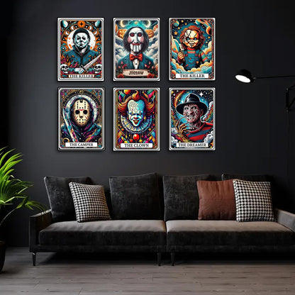WUDWL 6 Pack Halloween Diamond Art Kits for Adults Beginners,Horror Diamond Painting Kits for Adults,5D Full Drill DIY Diamond Dot Gem Art Kit Wall Home Decor Arts Craft 12x16 inch