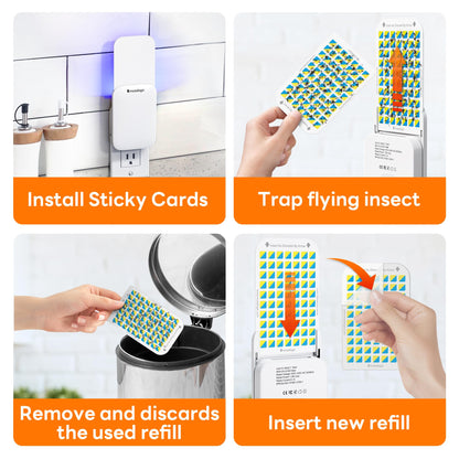 Mosalogic Fruit Fly Traps for Indoors Gnat Trap for House Indoor-600 Sqft Protection Area UV Fly Insect Trapper for Fruit Flies，Gnat，Mosquito，and Other Flying Insect Plug in Bug Zapper Killer White