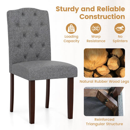 NAFORT Fabric Dining Chairs, Classic High Back Kitchen Living Room Chairs with Solid Rubber Wood Legs, Upholstered Padded Parsons Chair Set of 6, for Dining Room, Kitchen, Living Room, Grey