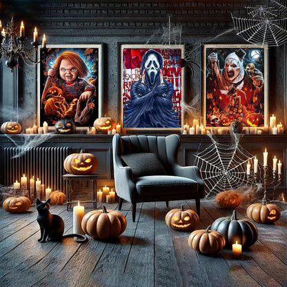 Sretoul 6 Pack Halloween Diamond Art Kits for Adults, Diamond Painting Kit Beginners Halloween, Horror 5D Gem Art for Adults with Round Gem Painting Gift Home Wall Decor 12x16 Inch