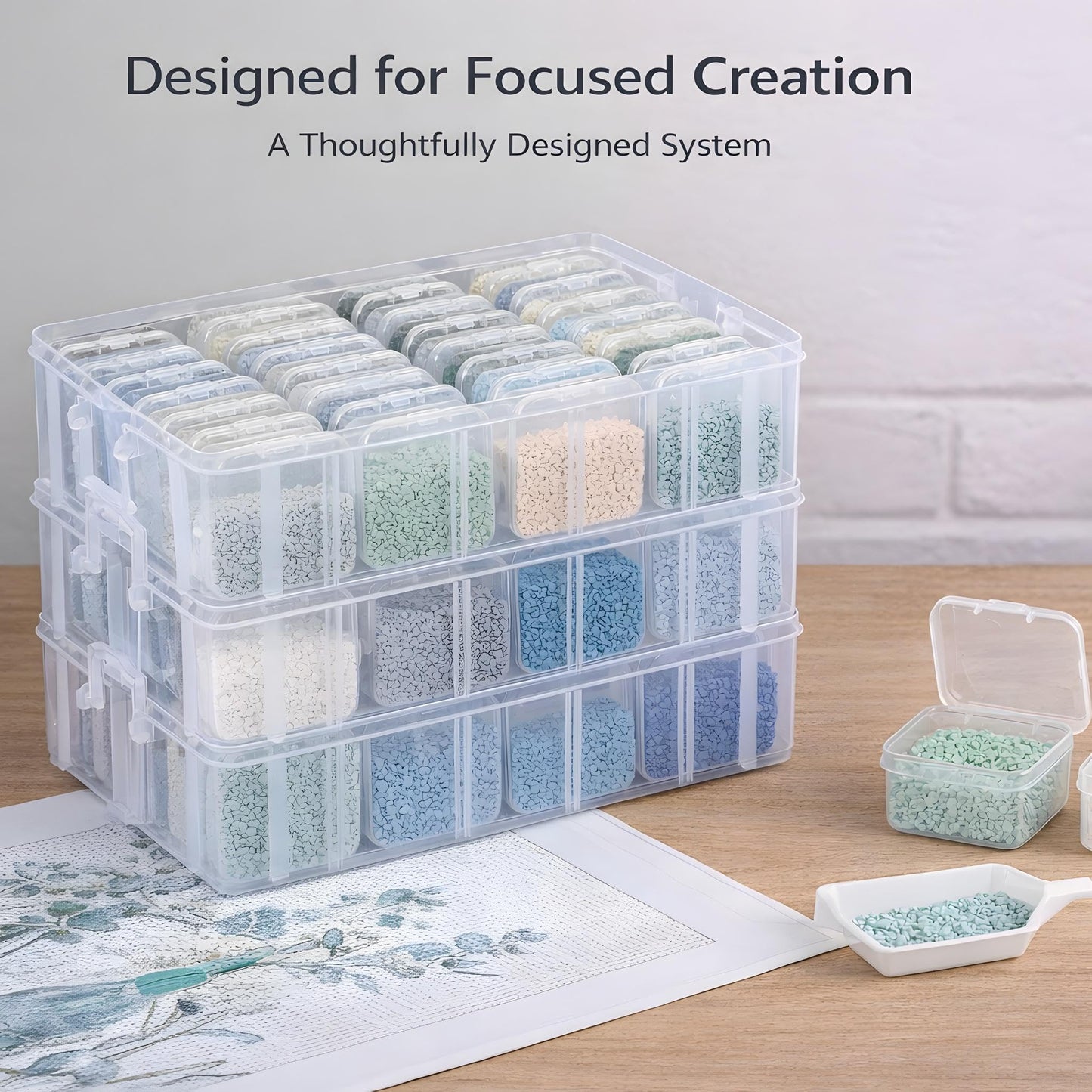 Bead Storage Container, Craft Organizer Box Portable Organizer and Storage Box Stackable Plastic Cases for Bracelet Making DIY Jewelry Nail Charms (4-Tire Bead Organizer)