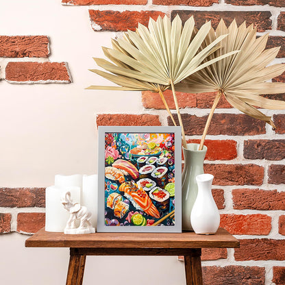 EATUKYIC 5D Food DIY All Kinds of Delicious Sushi Diamond Craft Full Drill Diamond Art for Adults Gift Presents Home Wall Decor Gem Arts 12x16 inch
