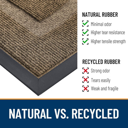 OLANLY Half Circle Door Mat - Waterproof All-Season Welcome Mat for Indoor/Outdoor Use | 29.5x17, Brown