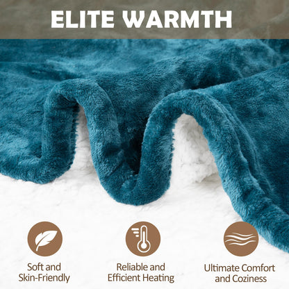 HOW'S MY HOUSE Heated Blanket Throw 50" x 60", Electric Blanket with 12 Time Settings & 6 Heating Levels, Over-Heat Protection, Flannel Sherpa Super Cozy with ETL Certification, Gray