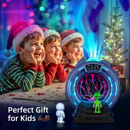 Back-to-School Season Boy Gift,Night Light Aurora Projector for Kids LED Plasma Ball Lamp/Clock,White Noise/Bluetooth