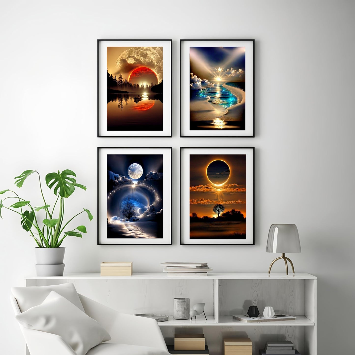 12 Pack Diamond Art Kits for Adults, Sunset Landscape 5D Diamond Painting for Adult Beginners,DIY Full Drill Round Gem Painting Dot Art Sets,Home Wall Decor 9.8x13.8 Inch