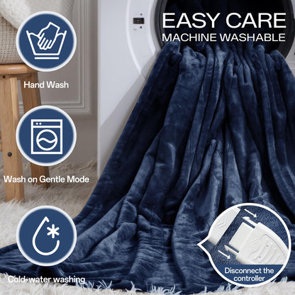 Heated Blanket Twin, Electric Blanket Soft Sherpa Flannel, 10 Hours Auto Shut-off & 8 Fast Heating Levels, Machine Washable ETL Certified, Heating Blanket for Bed & Sofa (62x84 inches, Gray)