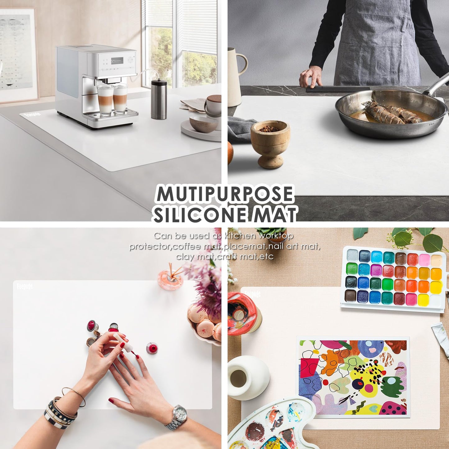 31.5" x 23.6" Extra Large Silicone Mat for Resin Casting, Epoxy and Crafts, Nonstick Silicone Sheet for Jewelry Casting Molds, Clear Countertop Protector Mat Heat Resistant Placemats by Foepoge