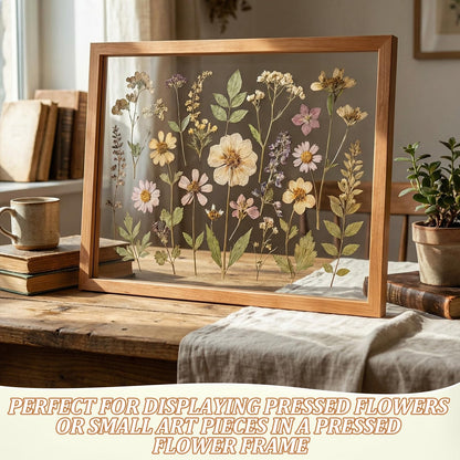 Leinuosen 2 Pcs Floating Picture Frames 16x20 Double Glass Pressed Flower Wooden Frames Wall Tabletop Display Photo Gift for Home Office Plant Specimen Embossed Designs