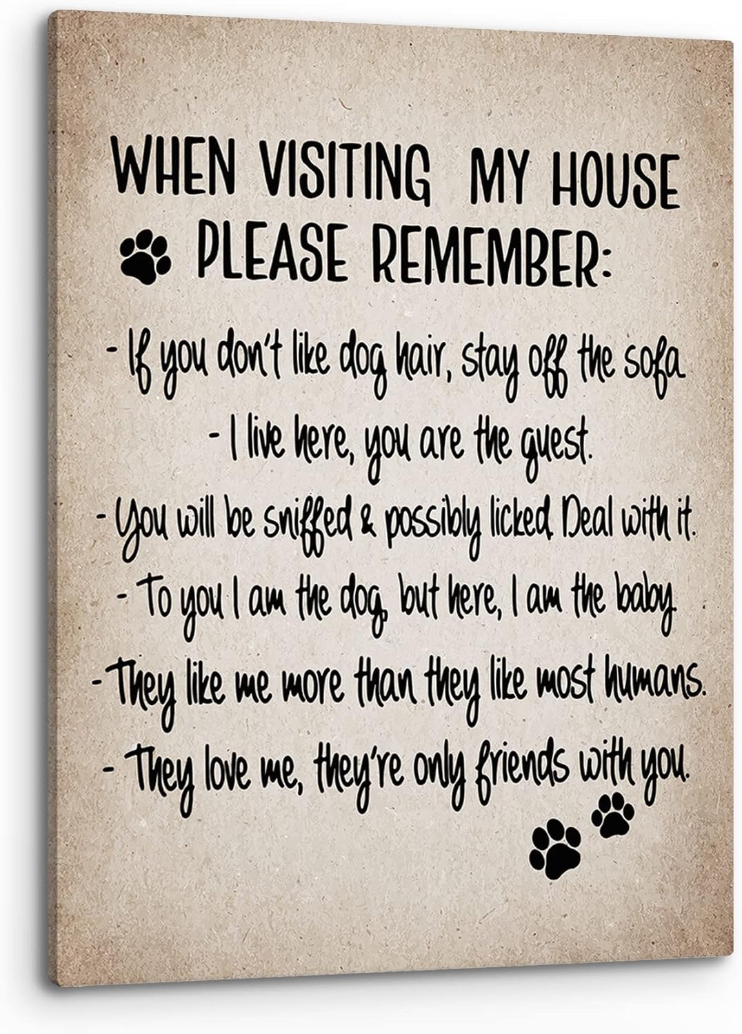 PHAMTE Dog Sign Wall Art, When Visiting My House Please Remember, 11x14 Inch Framed Canvas Painting for Home Decor