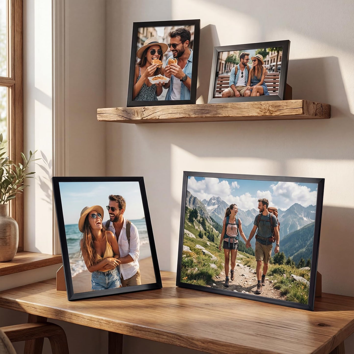 WIFTREY 18 Pack Picture Frames Collage Wall Decor, Black Gallery Photo Frame Set for Mounting or Tabletop Display, Multi Sizes Including 6pcs 4x6, 6pcs 5x7, 4pcs 8x10, 2pcs 11x14
