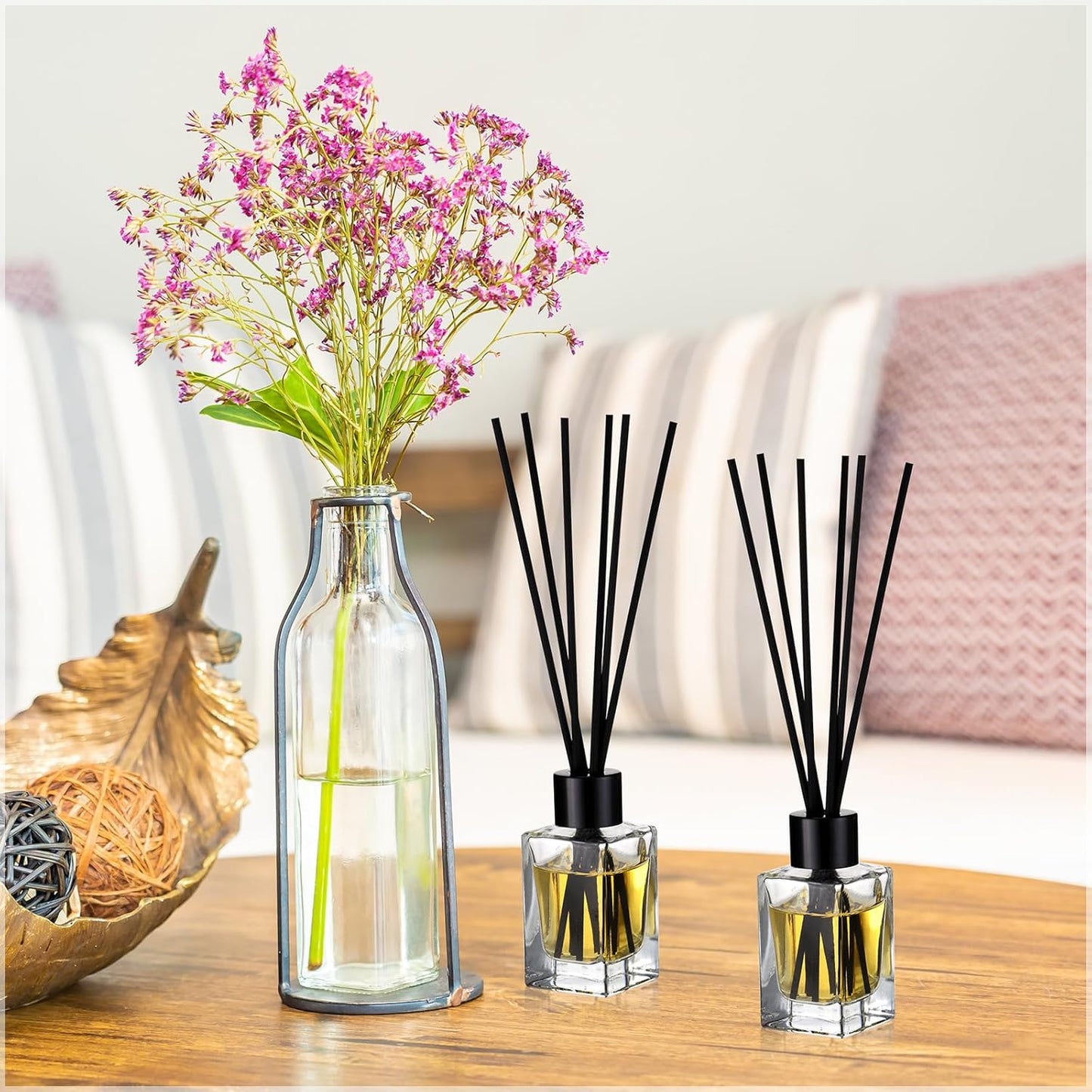 50 Set 50ml 1.7 oz Umigy Glass Diffuser Bottles Reed Diffuser Empty Jars Clear Fragrance Bottle with Black Caps