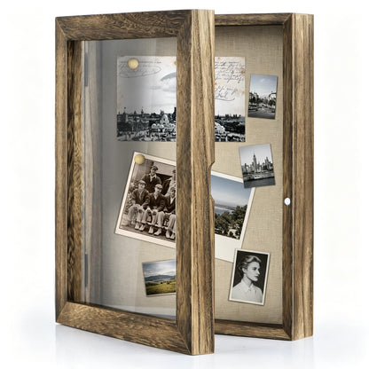 Love-KANKEI Shadow Box Frame 8x10 Shadow Box Display Case with Linen Back Memorabilia Awards Medals Photos Memory Box Gift Carbonized Black