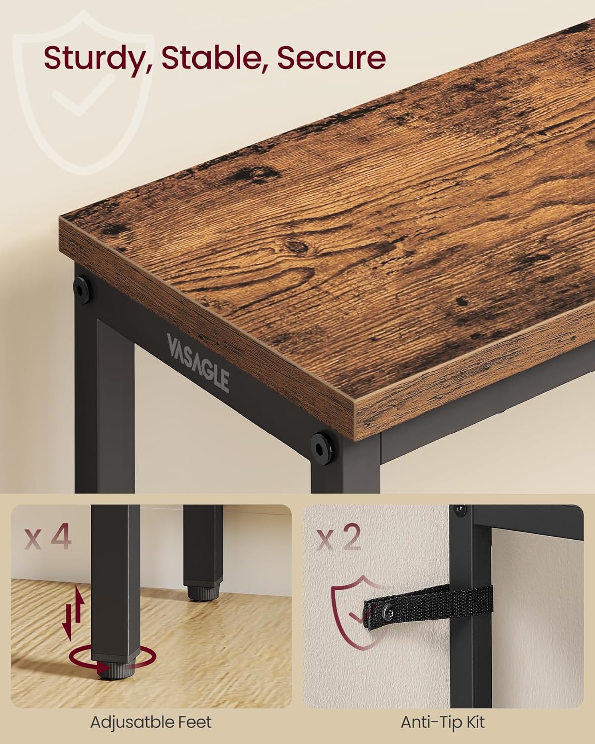 1 7.9 31.5 32 Inches, ULNT035KD01S VASAGLE Console Table, Entryway Table, One Piece Top, Easy Assembly, for Hallway