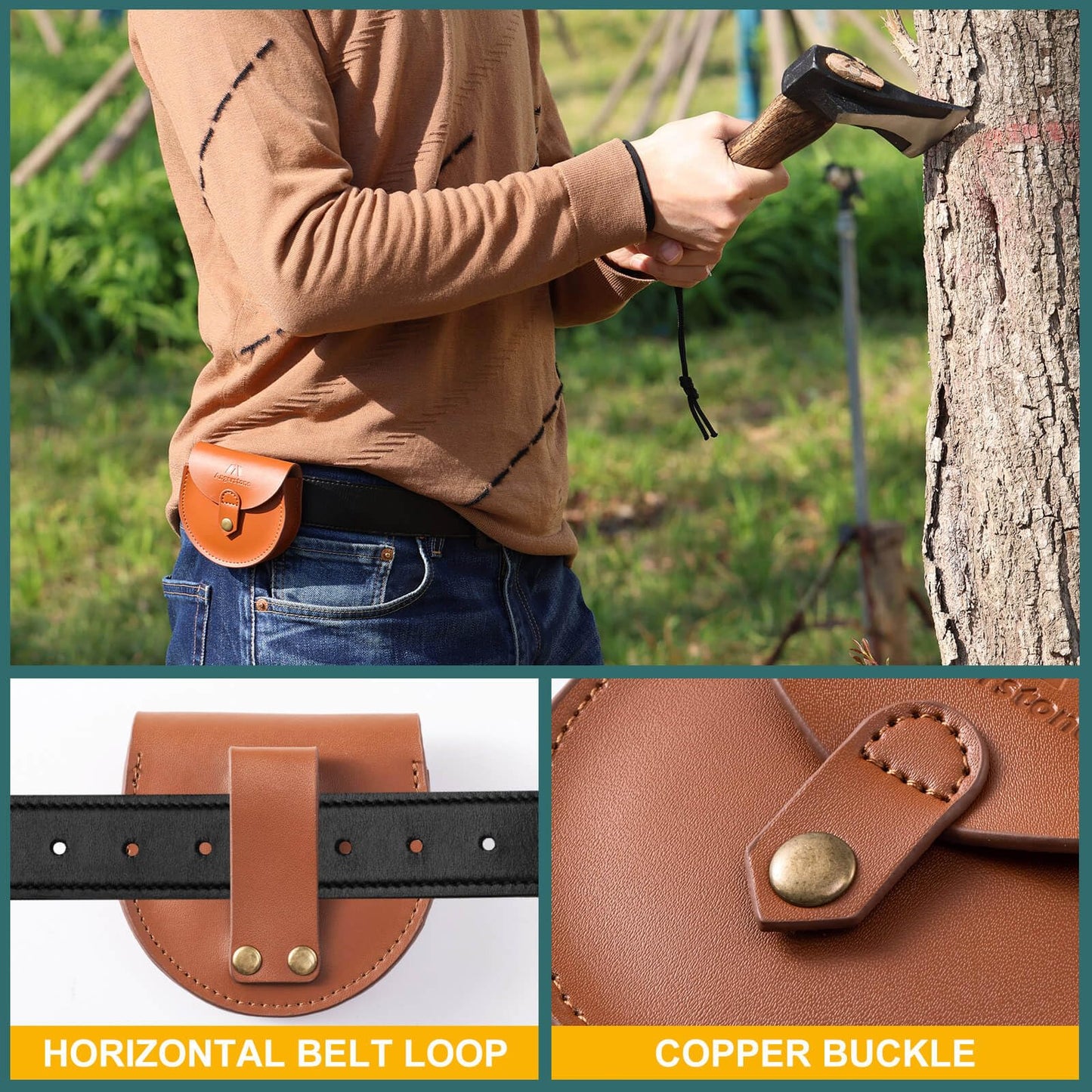 Angerstone Axe Sharpener - Multipurpose Axe/Hatchet Sharpening Stone - Whetstone Blade & Tool Sharpener, Dual Grit 180/320 Sharpening Puck with Leather Sheath