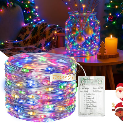 16FT 50 8 LED Fairy Lights Battery Operated with Timer, Modes USB Mini Twinkle Light, Small String Lights for Christmas