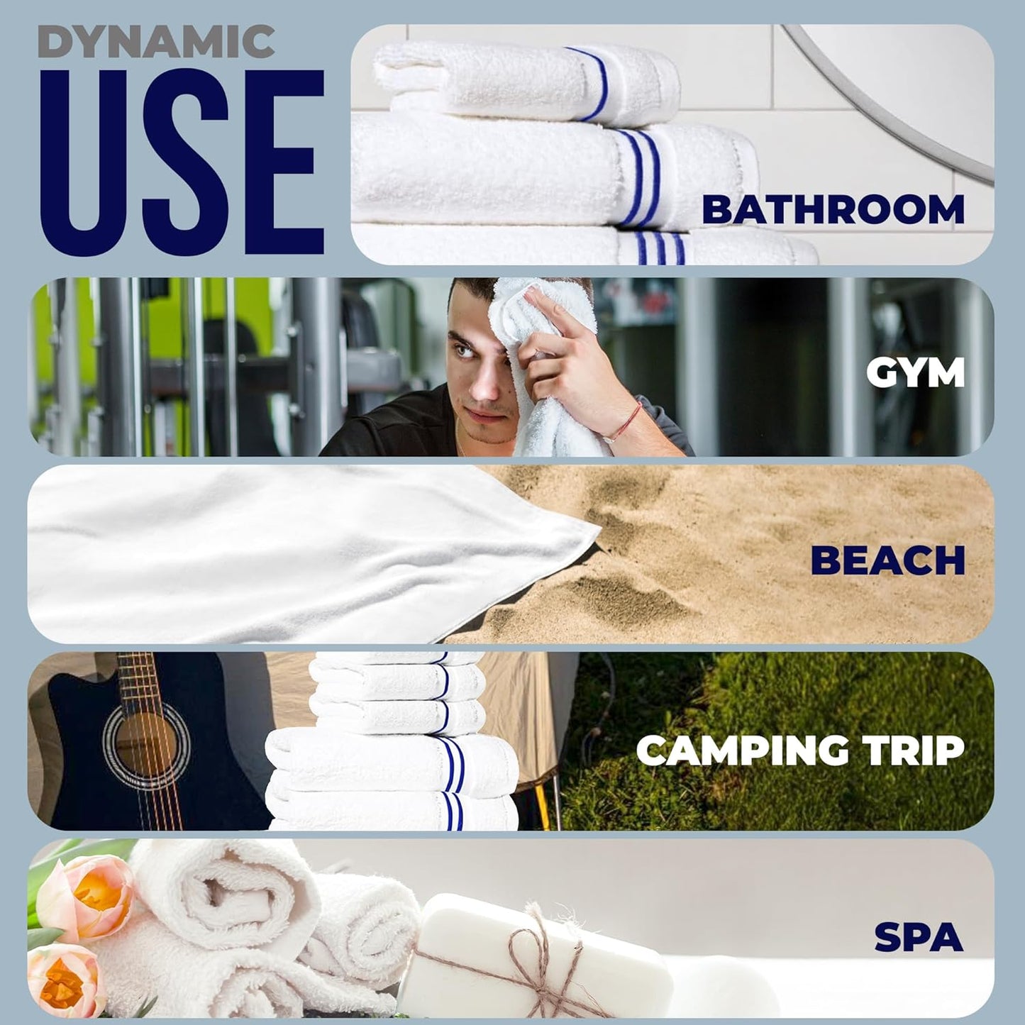 8-Piece Set, 2 2 4 100% Premium Towel Bath Towels, Hand Towels, and Wash Cloths, Ring Spun Cotton Highly Absorbent