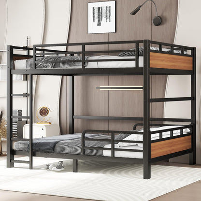 Bellemave Queen Over Queen Bunk Bed, Separable Bunk Beds for Kids & Adults, Converts to Loft Bed and Platform Bed, Heavy Duty Metal Bunkbed with Guardrails, No Box Spring Needed, Walnut
