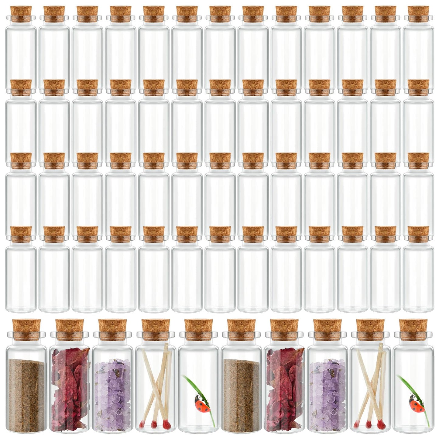 Bokon 200 Pack Mini Glass Jars with Lids 30 ml Small Glass Bottles for Crafts DIY Wedding Graduation Party Favors Message Storage Containers Bulk Tiny Vials for Gifts Decorations and Keepsake Use