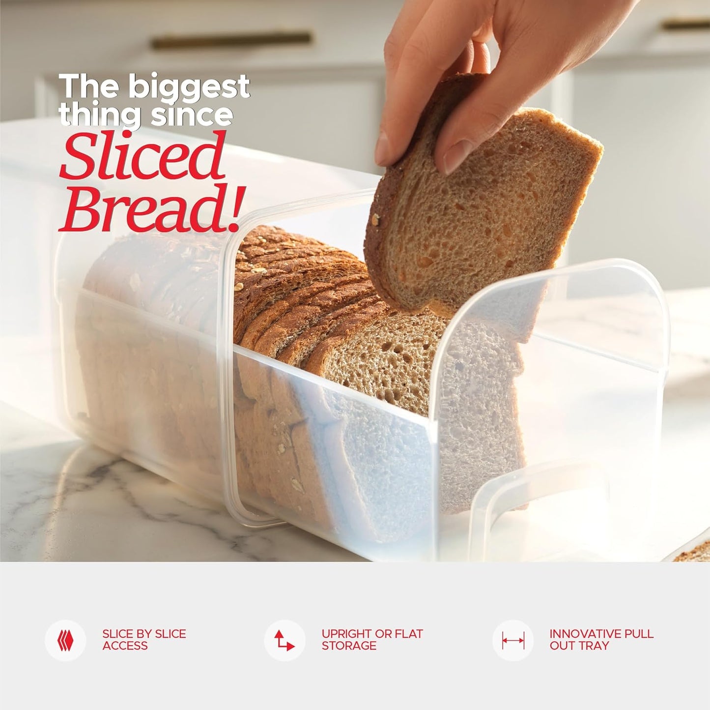 Tafura Bread Storage Container (2 Pack) with Tray, Plastic Bread Box with Airtight Lid for Homemade Bread, BPA Free