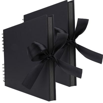 Tosnail 2 Pack 80 Pages Scrapbook Album, 12 x 8 Inches Photo Album Memory Book, Total 160 Pages - Black