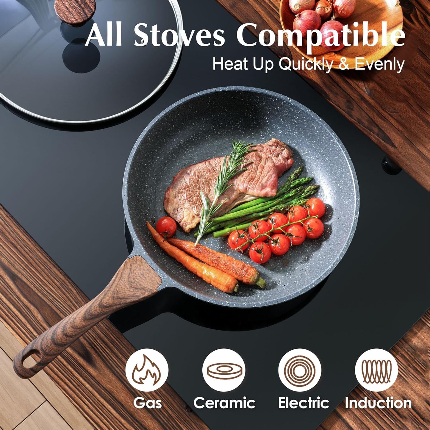 SENSARTE Nonstick Frying Pan - Healthy Omelet Skillet with Glass Lid | 8-Inch PFOA Free Cookware