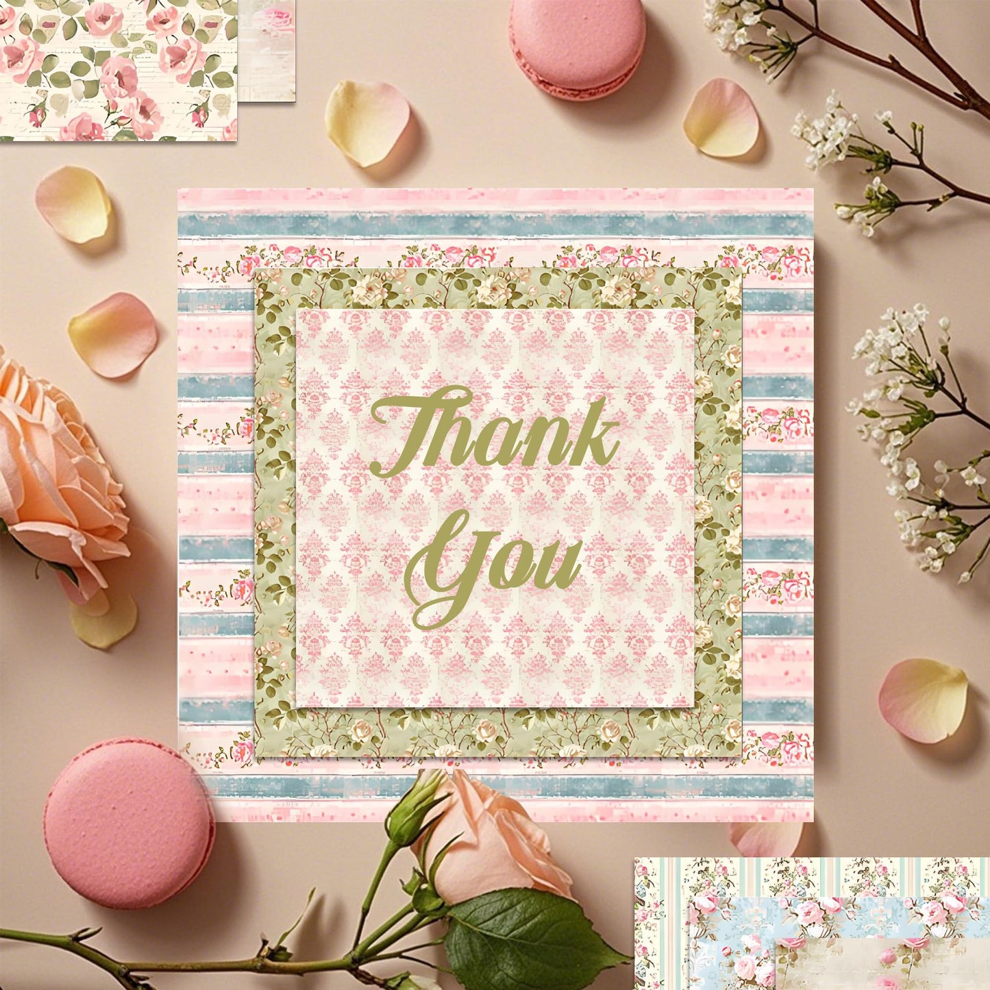 VIVIQUEN Spring Floral 12x12 Inch Scrapbook Paper – 24 Double-Sided Vintage Pink Botanical Designs, Acid-Free 160g Cardstock for DIY Crafts, Card Making, Photo Albums, Gift Wrapping, Junk Journals