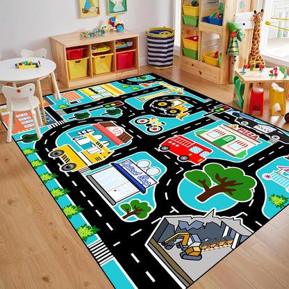 2.5x4 Car Rug Play Mat - Kids Play Carpet City Life Road Map Rug Educational Traffic Track Car Mat for Kids Toy Cars
