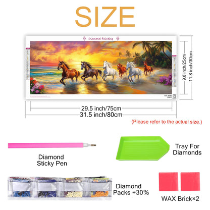 Zariocy 2 Pack Large Diamond Art Kits for Adults Horse & Wolf, DIY Diamond Painting Art Animals Round Full Drill Crystal Diamond Embroidery Paintings Arts Craft for Home Wall Decor 31.5x11.81 inch