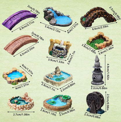 Woodpile Pool Miniature Fairy Garden Accessories, Miniature Pond Lawn Garden Ornament Figurines, Micro Landscape
