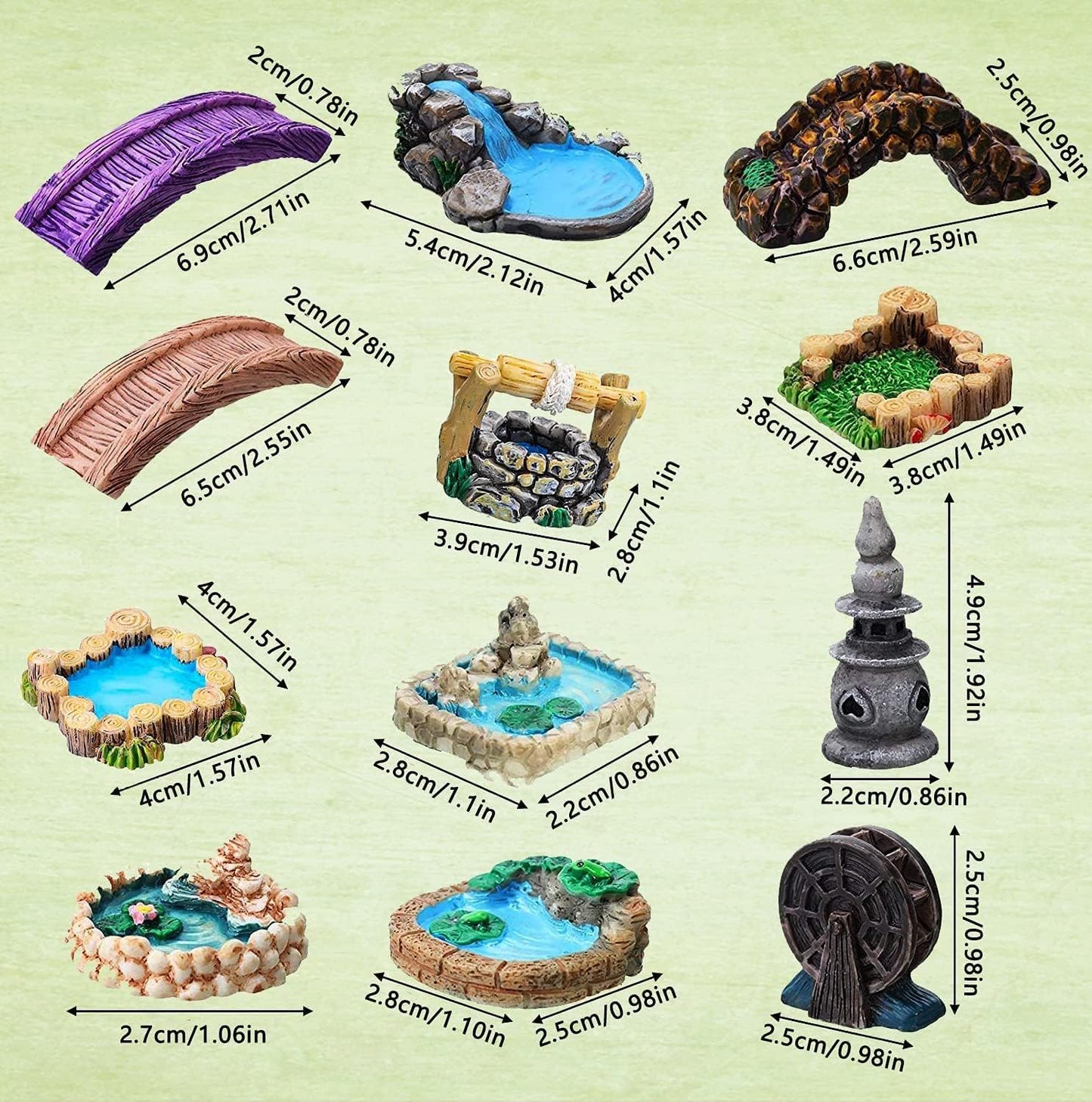 Woodpile Meadow Miniature Fairy Garden Accessories, Lawn Garden Ornament Figurines for DIY Kit