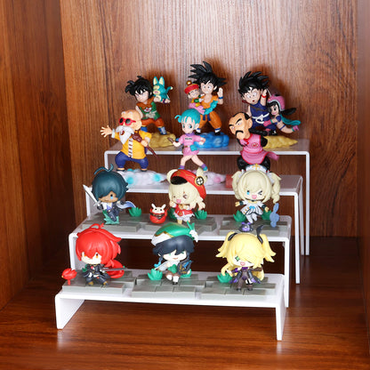 ELEGANTLIFE Acrylic Display Risers Set of 4, 4-Level Tiered Countertop Display Stands for Cupcakes, Mini Desserts, Jewelry, Cosmetics, Small Figures & Collectibles, White